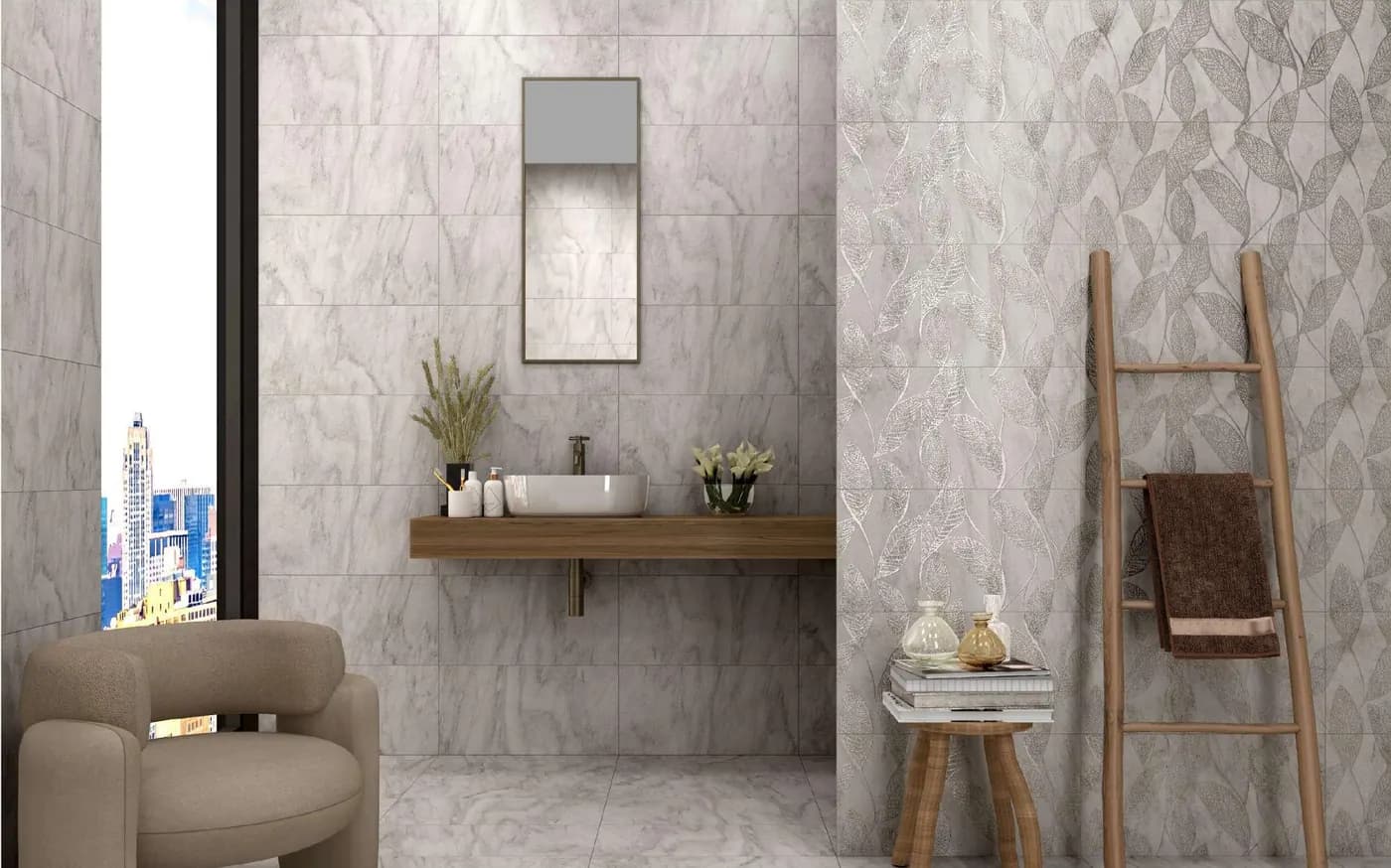 Aniene collection wall tiles in a styled room