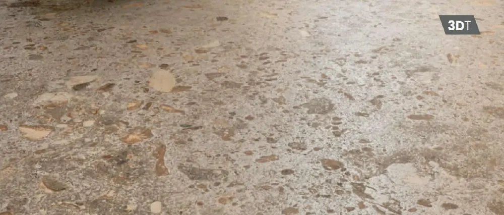 Terrazzo-like stone-effect tile surface